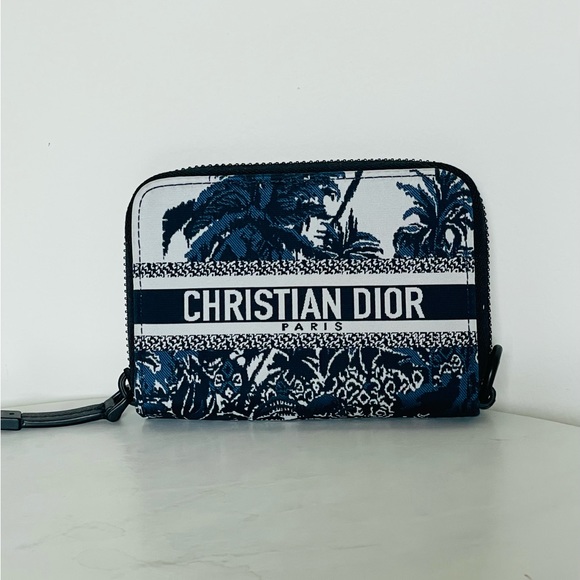 Christian Dior Technical Fabric Toile De Jouy Detachable Card Holder Wallet Blue - Picture 6 of 9